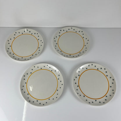 Set de 4 assiettes à dessert GIEN, Création Primefleur, modele "Constellation" , 1950