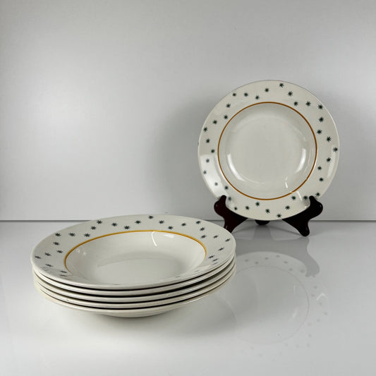 Set de 6 assiettes creuses GIEN, Création Primefleur, modele "Constellation" , 1950