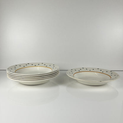 Set de 6 assiettes creuses GIEN, Création Primefleur, modele "Constellation" , 1950