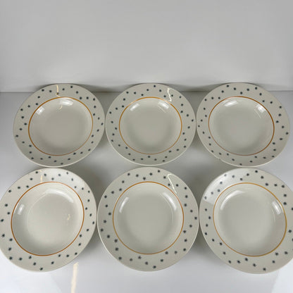 Set de 6 assiettes creuses GIEN, Création Primefleur, modele "Constellation" , 1950