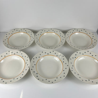 Set de 6 assiettes creuses GIEN, Création Primefleur, modele "Constellation" , 1950