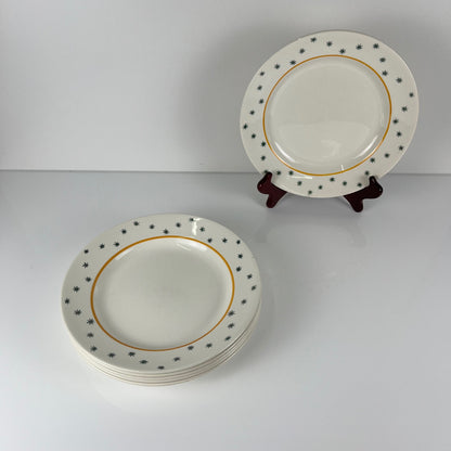 Set de 6 assiettes plates GIEN, Création Primefleur, modele "Constellation" , 1950