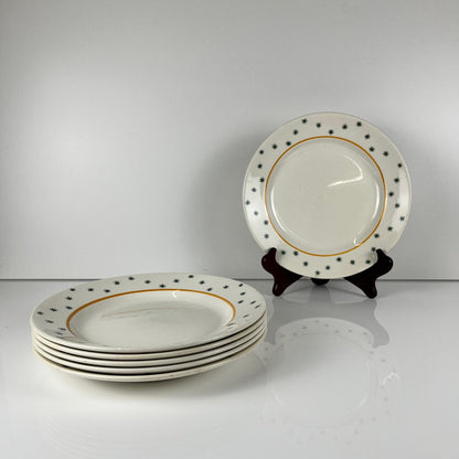Set de 6 assiettes plates GIEN, Création Primefleur, modele "Constellation" , 1950