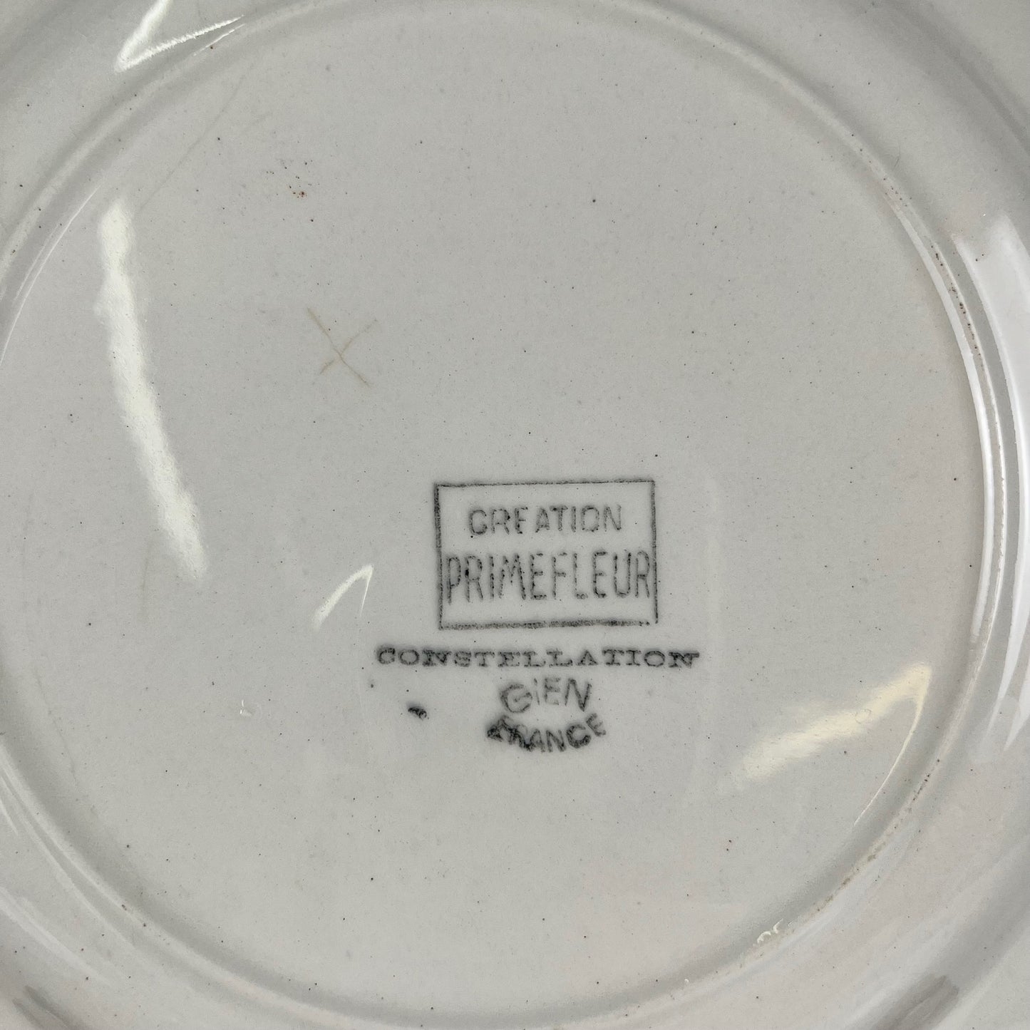 Set de 6 assiettes plates GIEN, Création Primefleur, modele "Constellation" , 1950