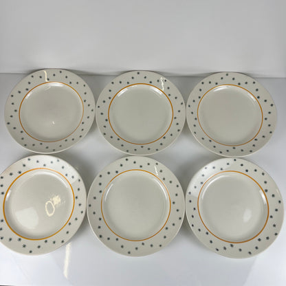 Set de 6 assiettes plates GIEN, Création Primefleur, modele "Constellation" , 1950