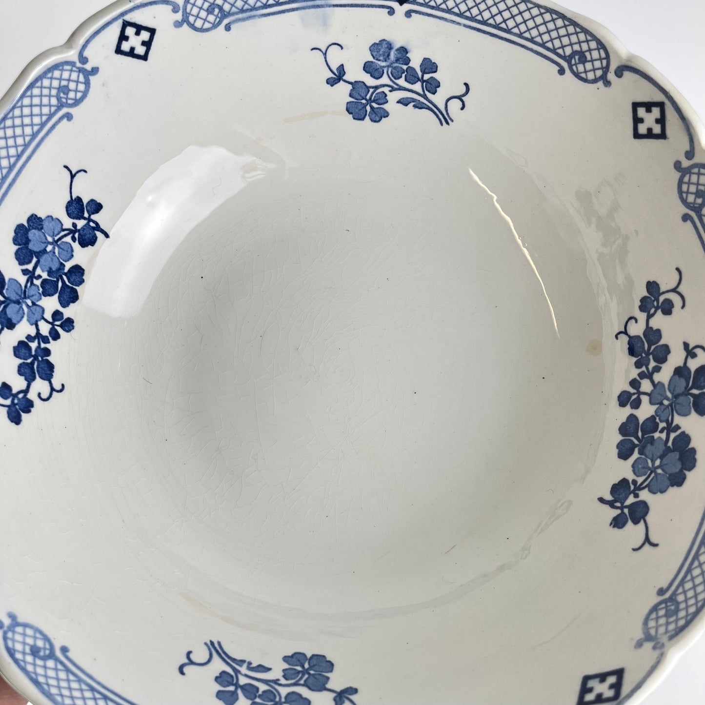 Terre de Fer Salad Bowl KG Lunéville, "Jane" model, blue, 1890-1915