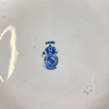 Terre de Fer Salad Bowl KG Lunéville, "Jane" model, blue, 1890-1915