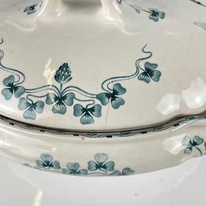 Vegetable dish Villeroy & Boch "Trèfle -Klee" model, blue, 1890-1900