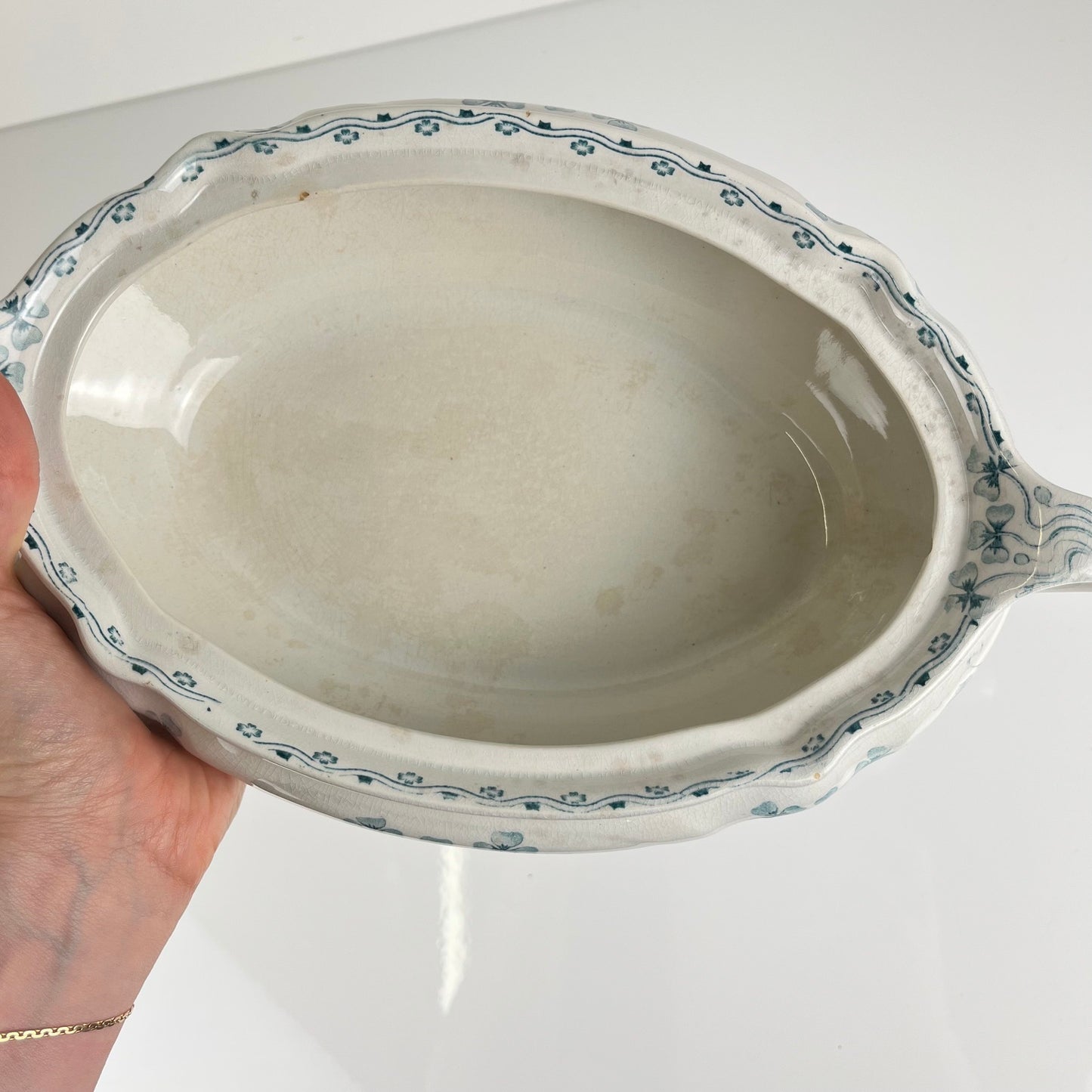 Vegetable dish Villeroy & Boch "Trèfle -Klee" model, blue, 1890-1900