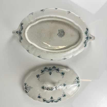 Vegetable dish Villeroy & Boch "Trèfle -Klee" model, blue, 1890-1900