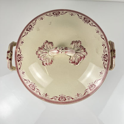 Soupière Terre de fer Creil & Montereau, modele "Amiral", rouge, XIXeme s.