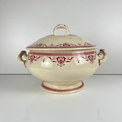 Soupière Terre de fer Creil & Montereau, modele "Amiral", rouge, XIXeme s.