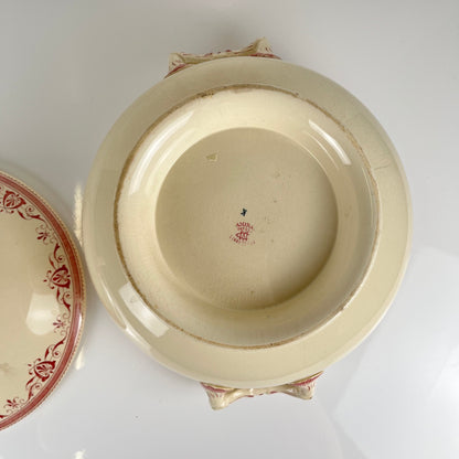 Soupière Terre de fer Creil & Montereau, modele "Amiral", rouge, XIXeme s.