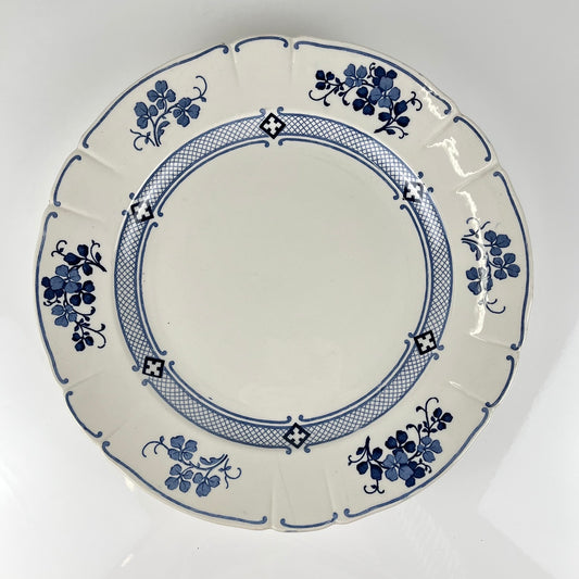 Grand plat rond Terre de Fer  KG Lunéville, modele "Jane", bleu, 1890-1915