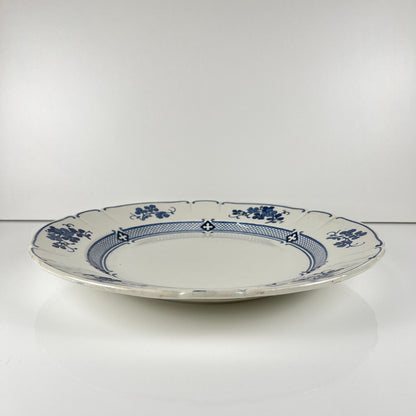 Large round platter, Terre de Fer KG Lunéville, "Jane" pattern, blue, 1890-1915