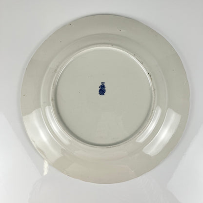 Large round platter, Terre de Fer KG Lunéville, "Jane" pattern, blue, 1890-1915