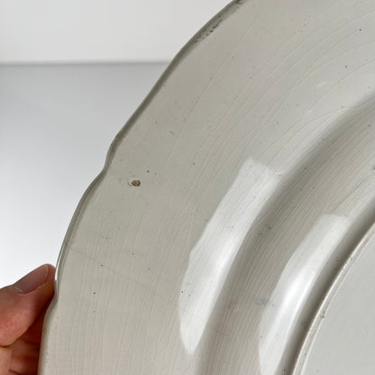 Large round platter, Terre de Fer KG Lunéville, "Jane" pattern, blue, 1890-1915