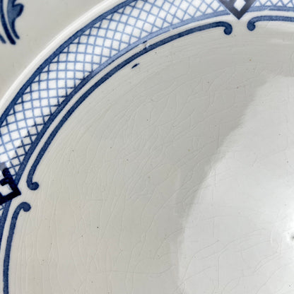 Large round platter, Terre de Fer KG Lunéville, "Jane" pattern, blue, 1890-1915