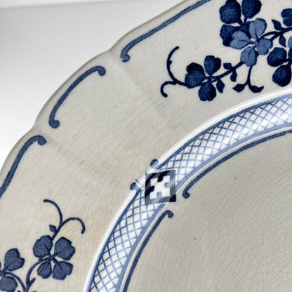 KG Lunéville earthenware round dish, "Jane" pattern, blue, 1890-1915