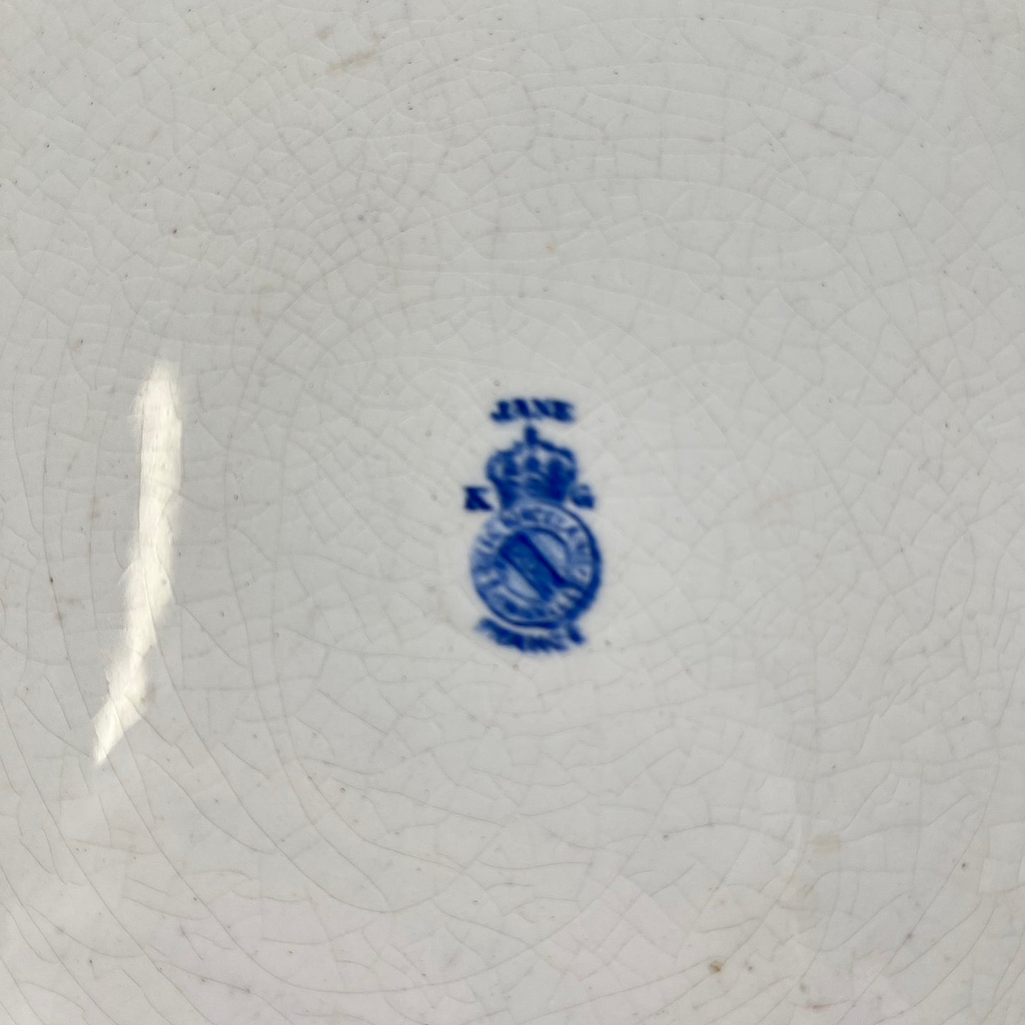 KG Lunéville earthenware round dish, "Jane" pattern, blue, 1890-1915