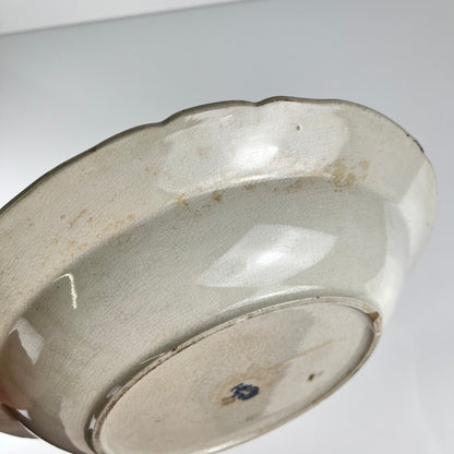 Shallow salad bowl Terre de Fer KG Lunéville, "Jane" pattern, blue, 1890-1915