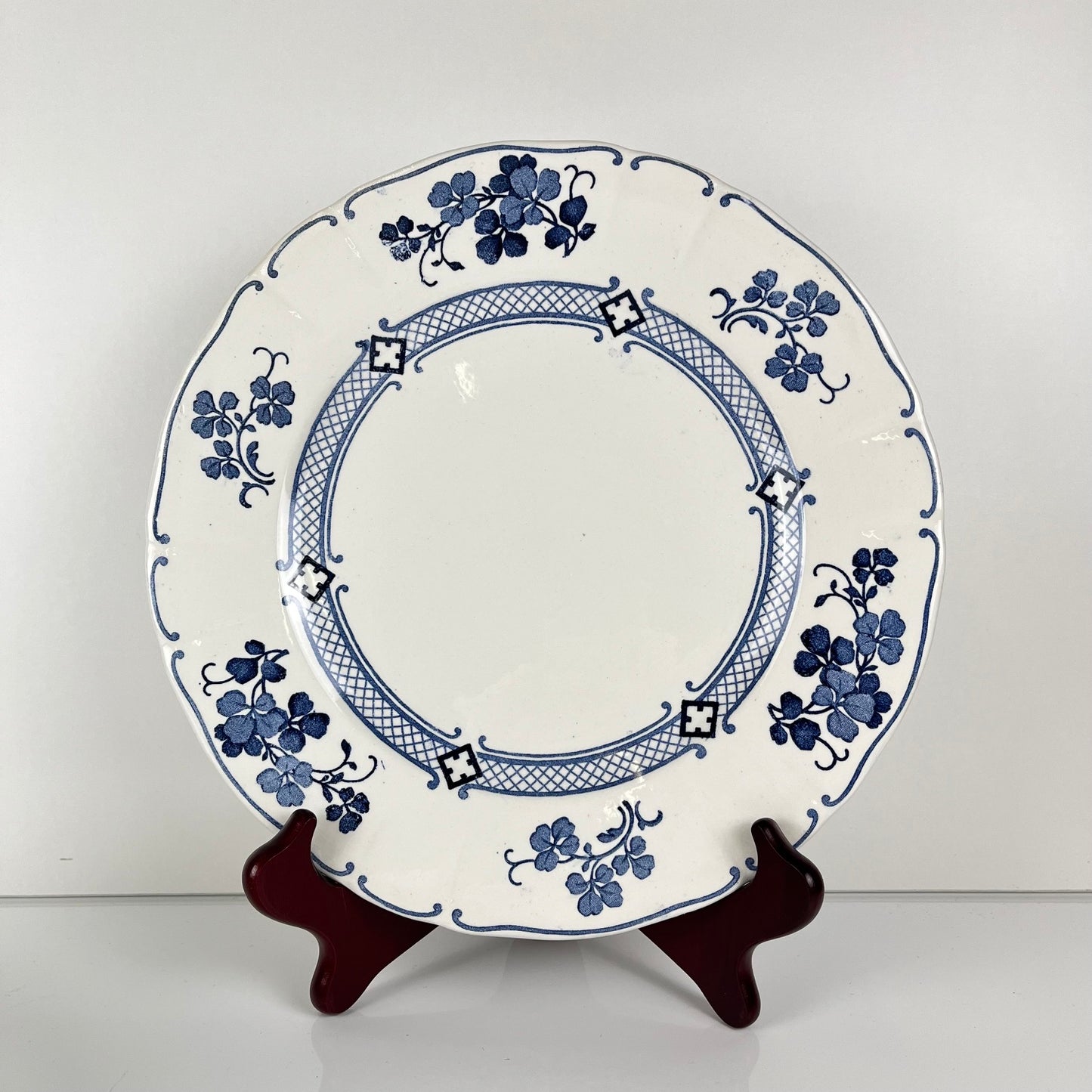 Set of 6 dinner plates, Ironstone, KG Lunéville, "Jane" pattern, blue, 1890-1915