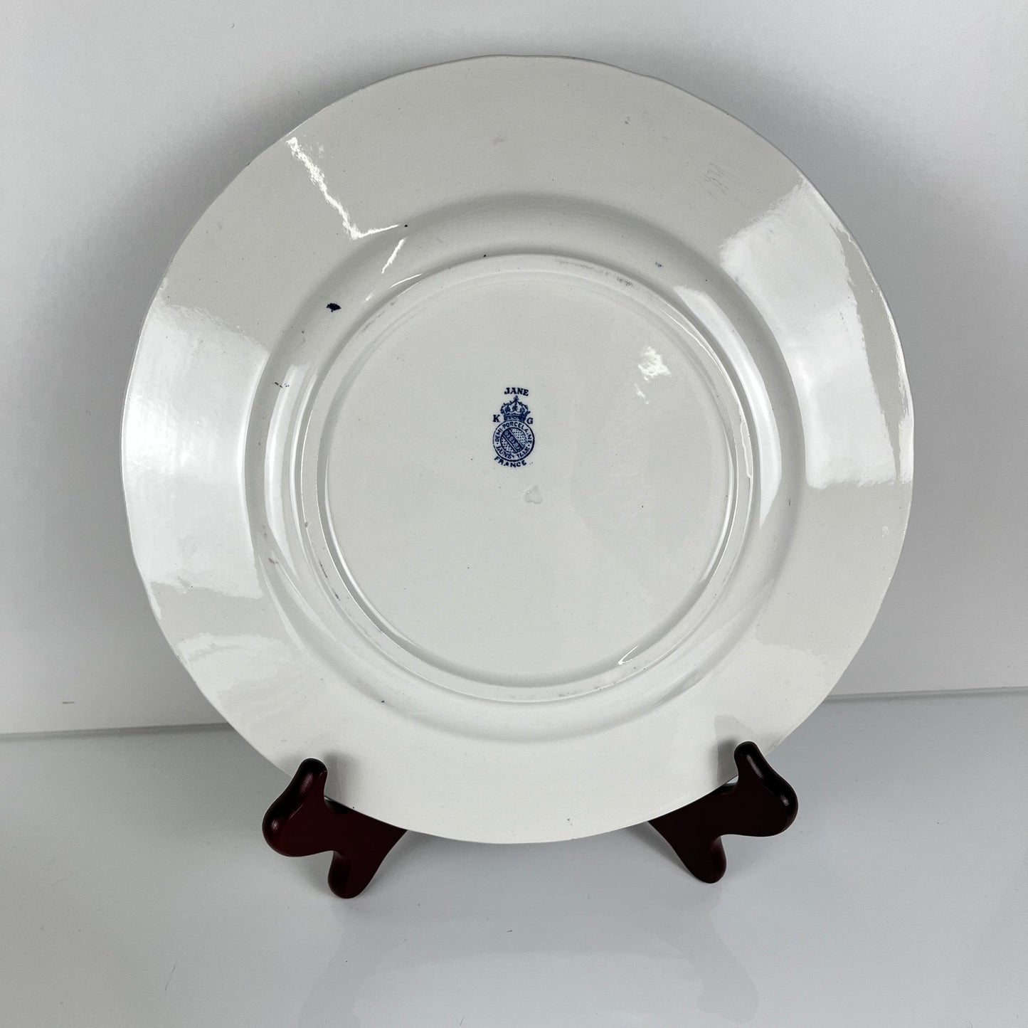 Set of 6 dinner plates, Ironstone, KG Lunéville, "Jane" pattern, blue, 1890-1915