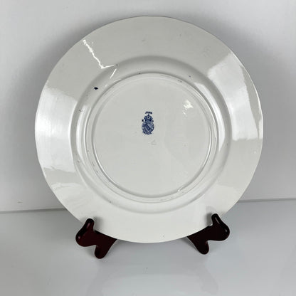 Set of 6 dinner plates, Ironstone, KG Lunéville, "Jane" pattern, blue, 1890-1915