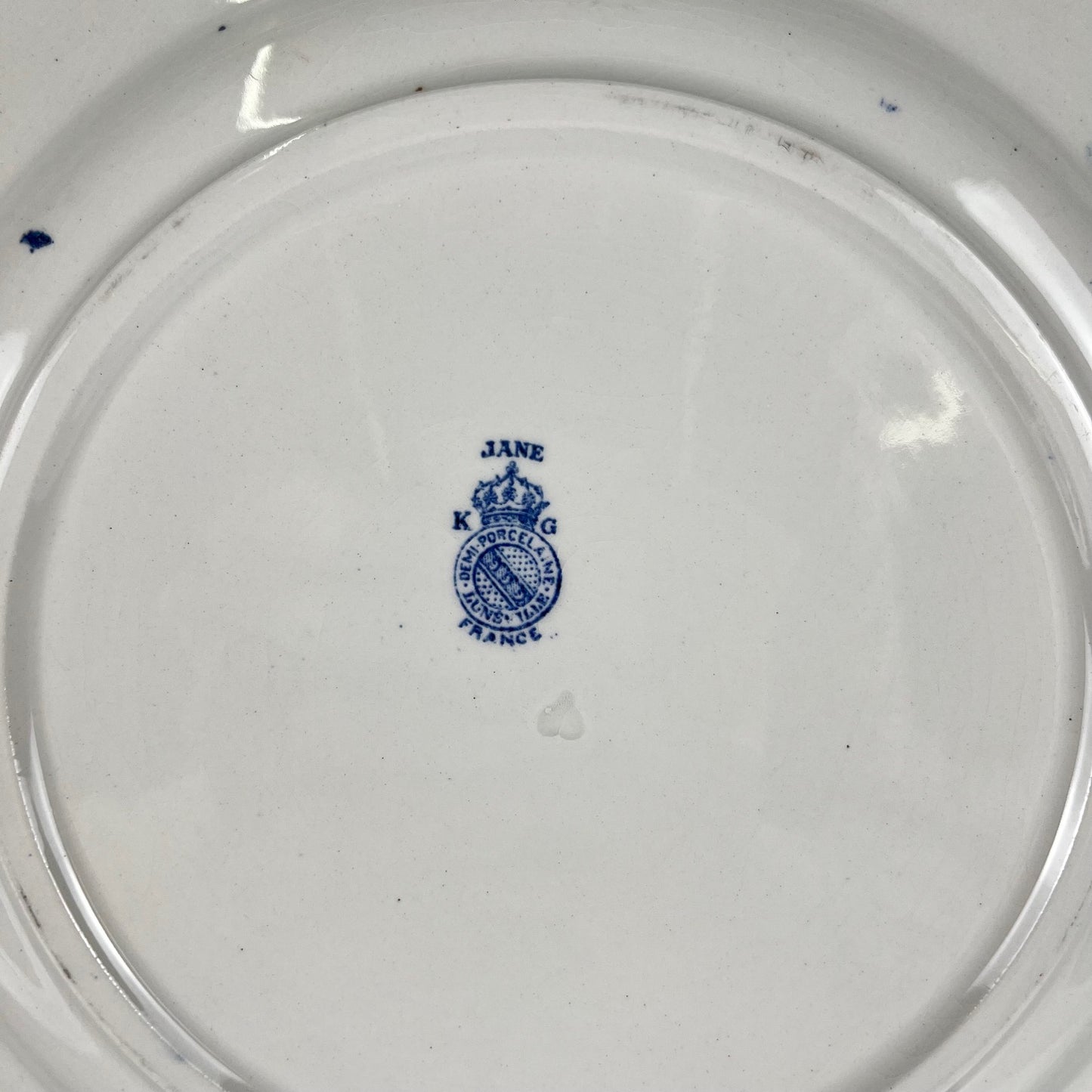 Set of 6 dinner plates, Ironstone, KG Lunéville, "Jane" pattern, blue, 1890-1915
