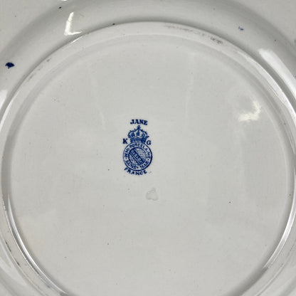 Set of 6 dinner plates, Ironstone, KG Lunéville, "Jane" pattern, blue, 1890-1915