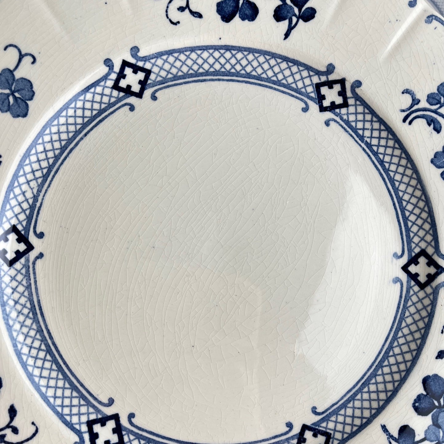 Set of 6 dinner plates, Ironstone, KG Lunéville, "Jane" pattern, blue, 1890-1915