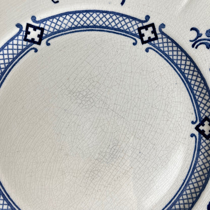 Set of 6 dinner plates, Ironstone, KG Lunéville, "Jane" pattern, blue, 1890-1915