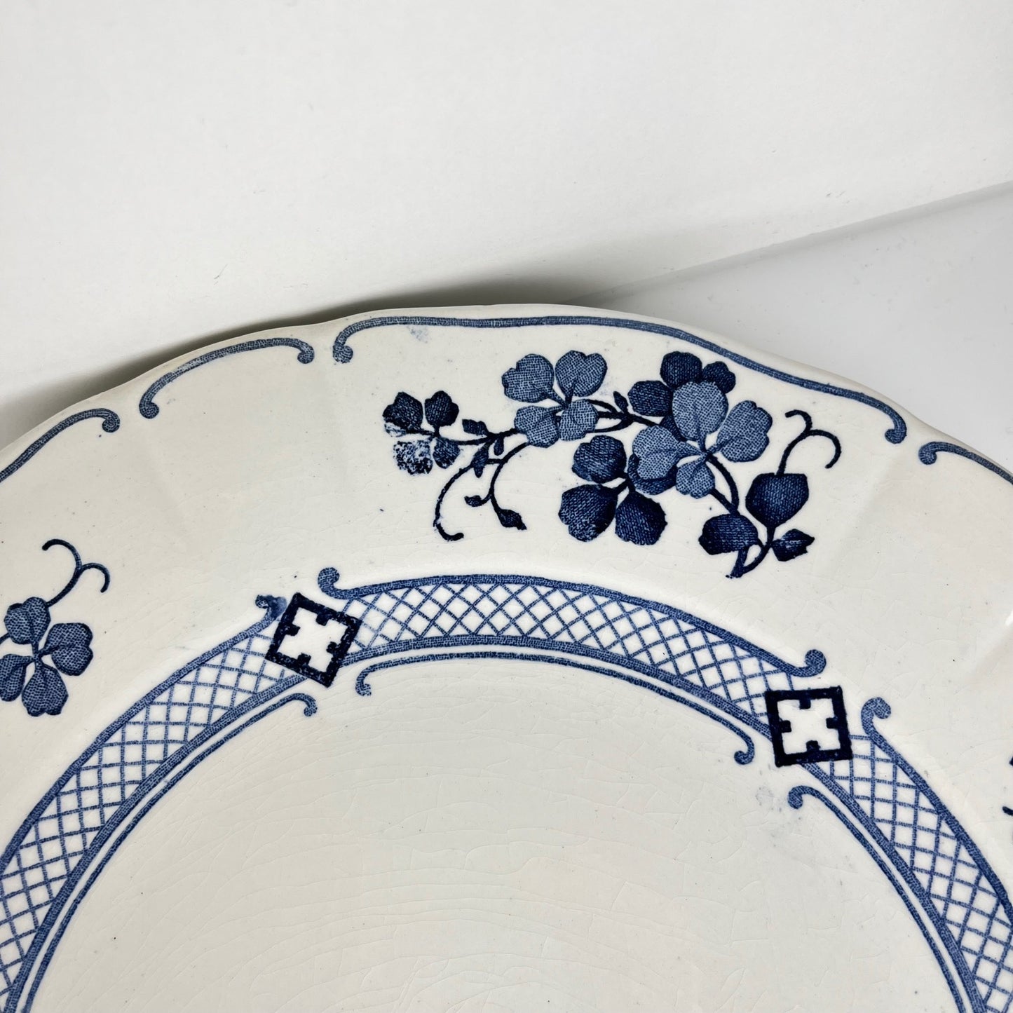 Set of 6 dinner plates, Ironstone, KG Lunéville, "Jane" pattern, blue, 1890-1915