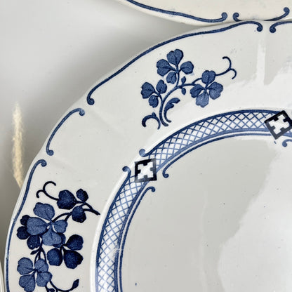 Set of 6 dinner plates, Ironstone, KG Lunéville, "Jane" pattern, blue, 1890-1915
