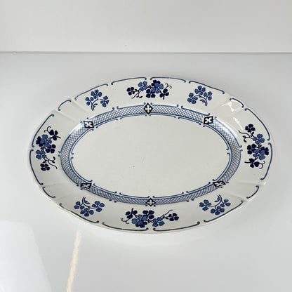 Plat ovale Terre de Fer  KG Lunéville, modele "Jane", bleu, 1890-1915