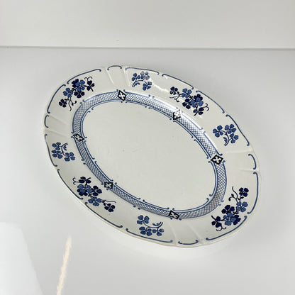 Plat ovale Terre de Fer  KG Lunéville, modele "Jane", bleu, 1890-1915