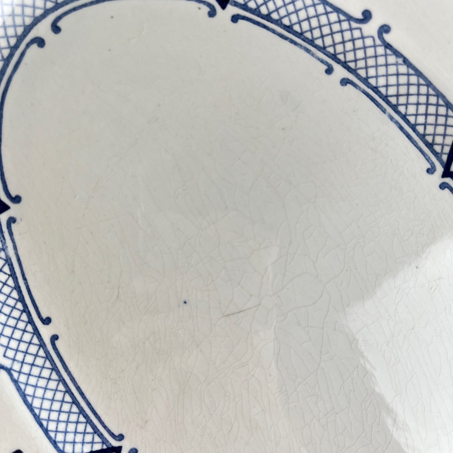 Plat ovale Terre de Fer  KG Lunéville, modele "Jane", bleu, 1890-1915