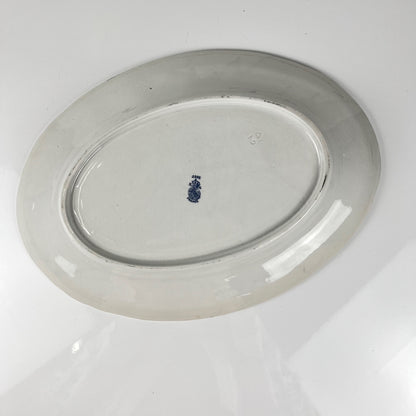Plat ovale Terre de Fer  KG Lunéville, modele "Jane", bleu, 1890-1915