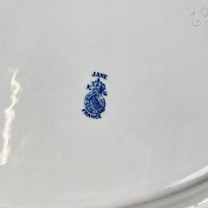 Plat ovale Terre de Fer  KG Lunéville, modele "Jane", bleu, 1890-1915