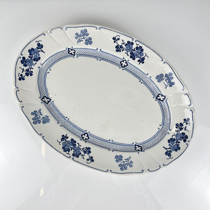 Large Oval Ironstone Platter, KG Lunéville, "Jane" pattern, blue, 1890-1915