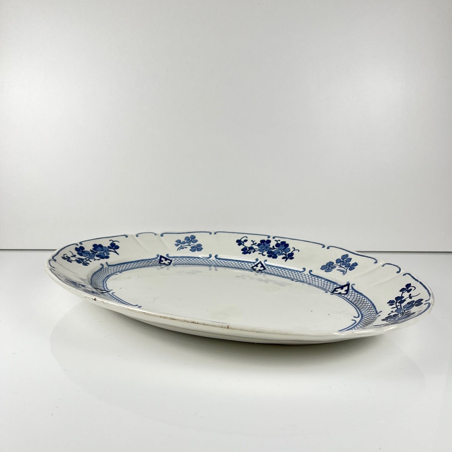 Large Oval Ironstone Platter, KG Lunéville, "Jane" pattern, blue, 1890-1915