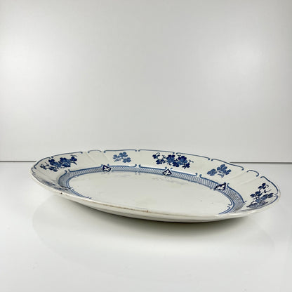 Large Oval Ironstone Platter, KG Lunéville, "Jane" pattern, blue, 1890-1915