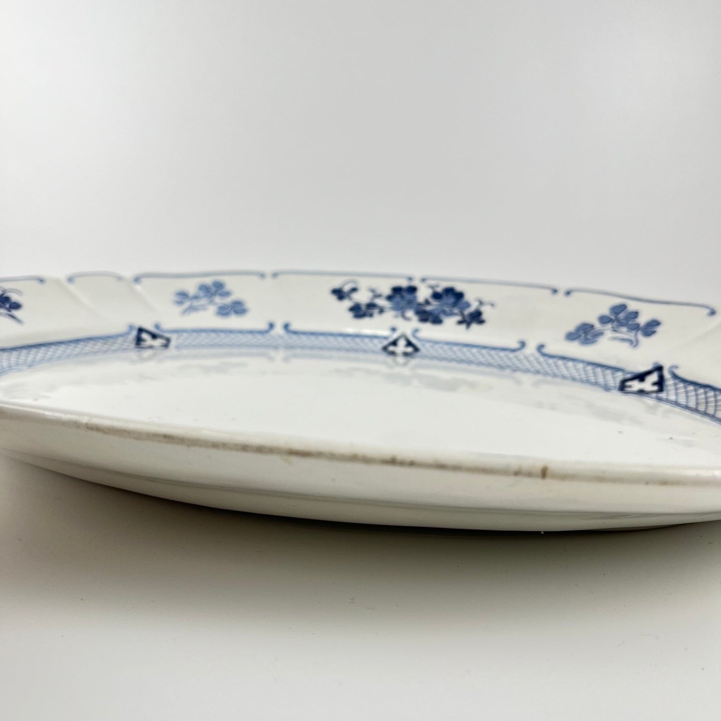Large Oval Ironstone Platter, KG Lunéville, "Jane" pattern, blue, 1890-1915