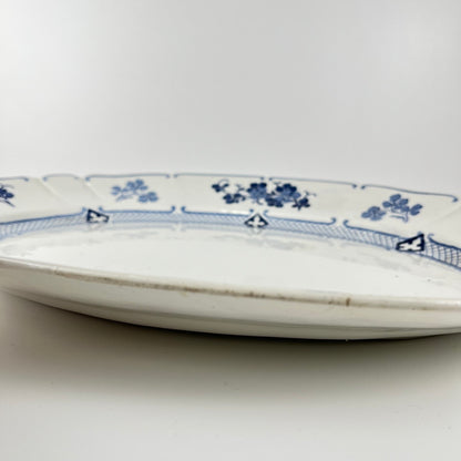 Large Oval Ironstone Platter, KG Lunéville, "Jane" pattern, blue, 1890-1915