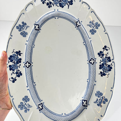 Large Oval Ironstone Platter, KG Lunéville, "Jane" pattern, blue, 1890-1915