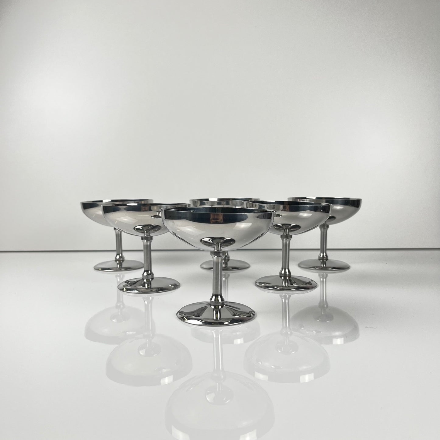 Set of 6 stainless steel ice cream cups, modern design