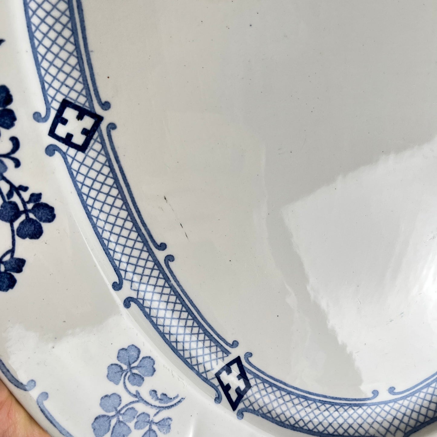 Large Oval Ironstone Platter, KG Lunéville, "Jane" pattern, blue, 1890-1915
