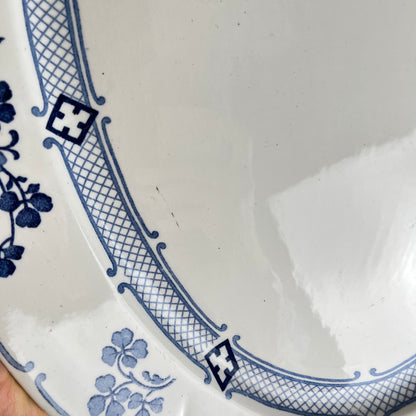 Large Oval Ironstone Platter, KG Lunéville, "Jane" pattern, blue, 1890-1915