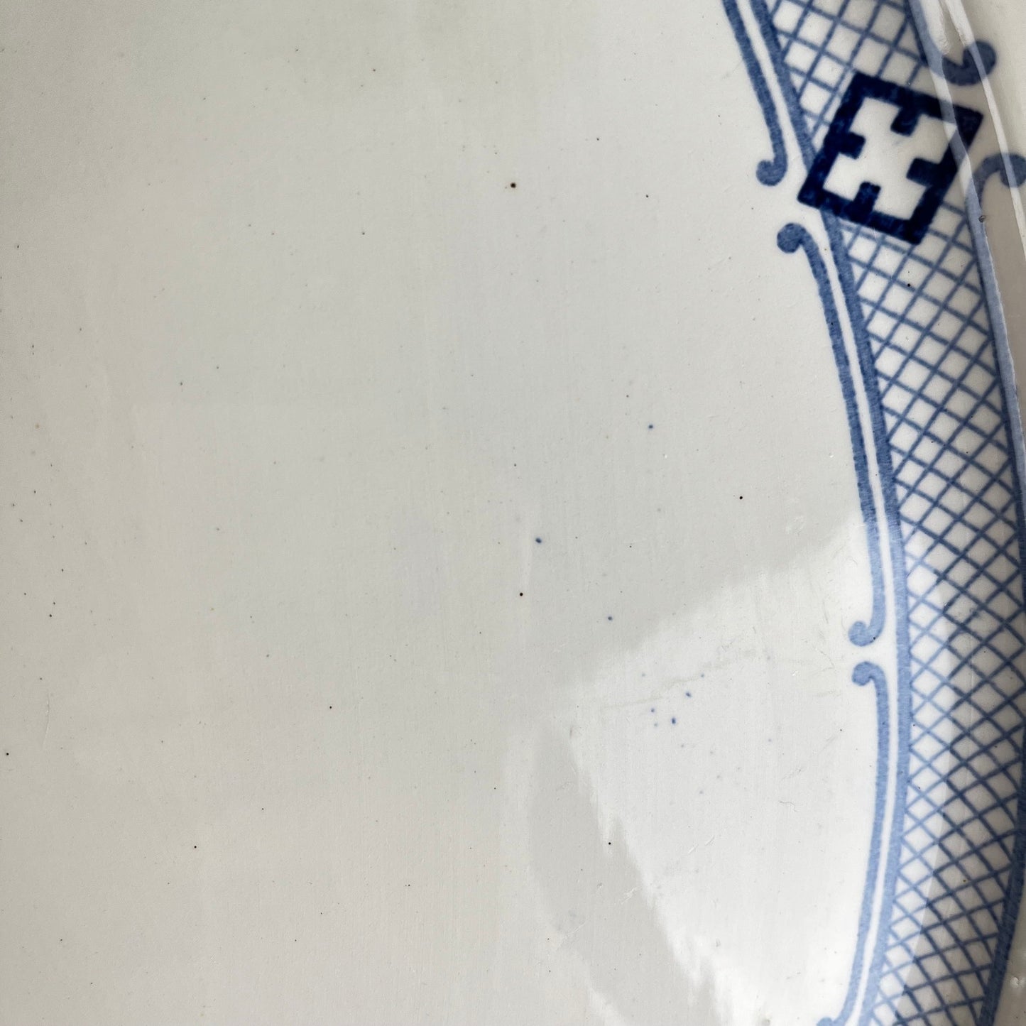 Large Oval Ironstone Platter, KG Lunéville, "Jane" pattern, blue, 1890-1915