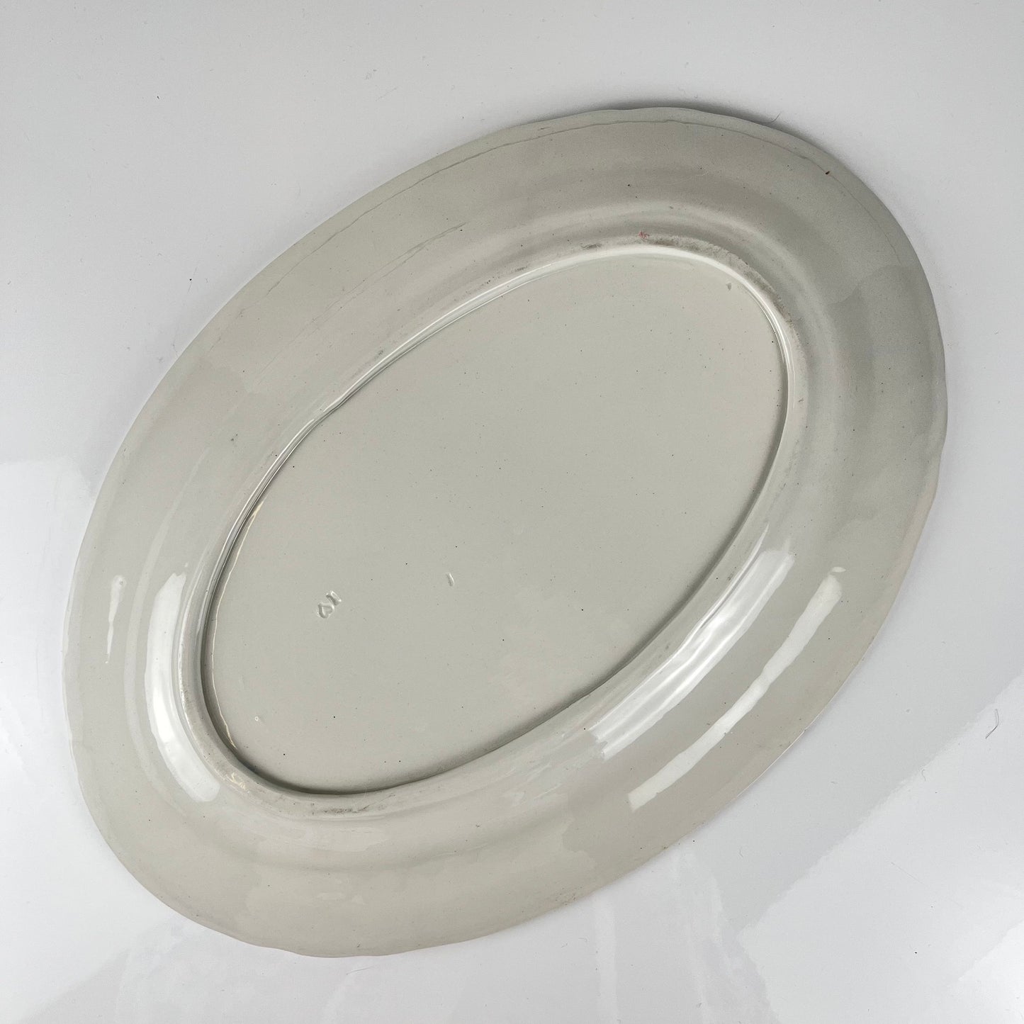 Large Oval Ironstone Platter, KG Lunéville, "Jane" pattern, blue, 1890-1915